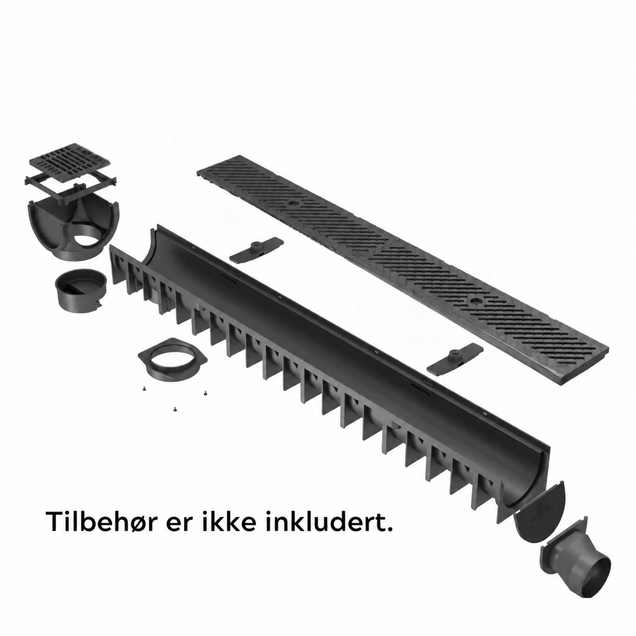 Dreneringsrenne Axhell ForU 70 B125 med svart komposittrist – 1 meter - Bilde 2